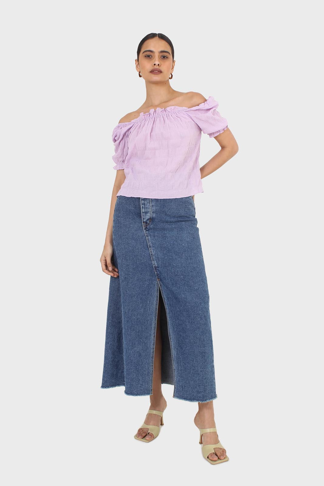 Lilac textured off the shoulder top_4