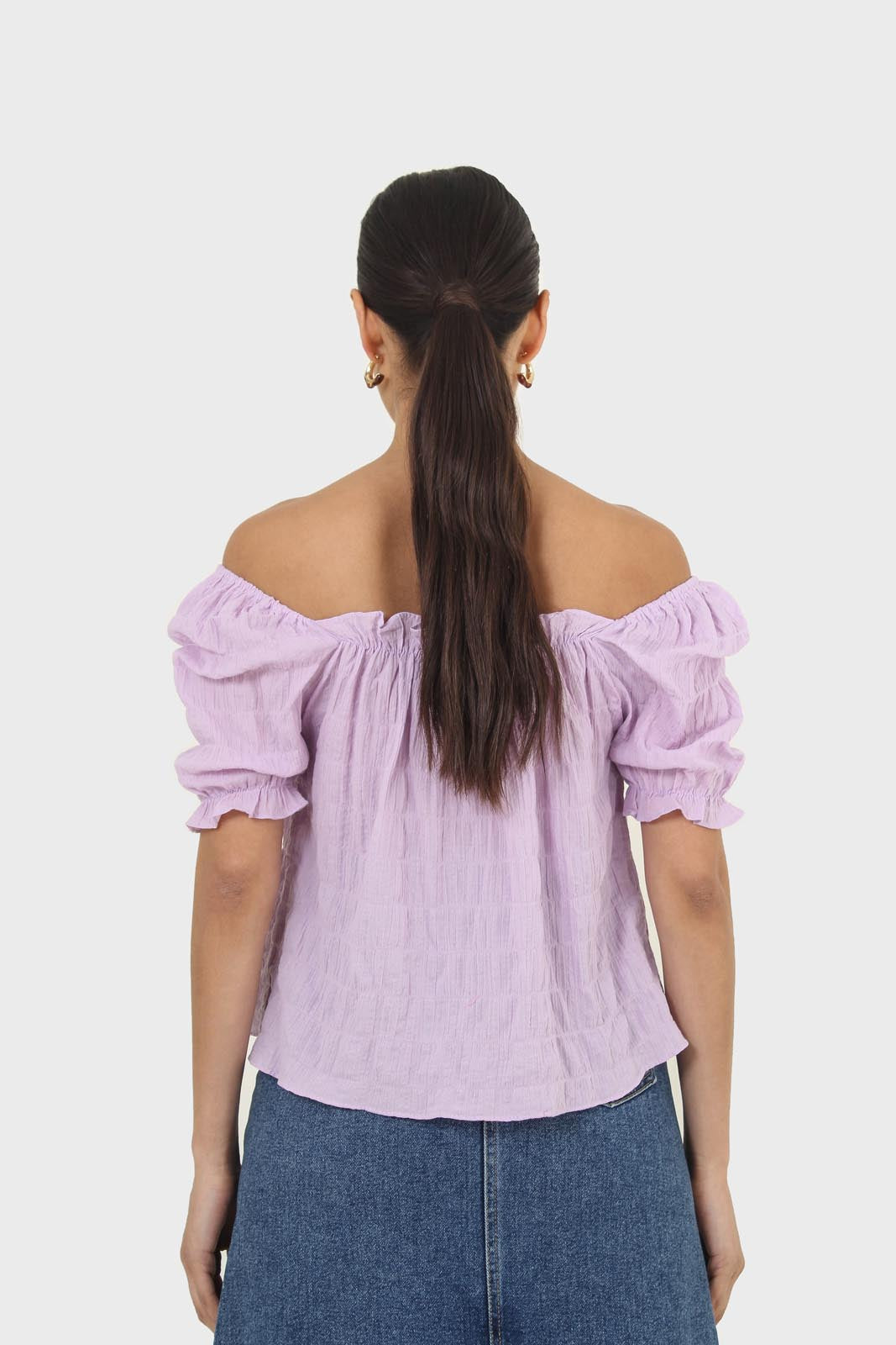Lilac textured off the shoulder top_2