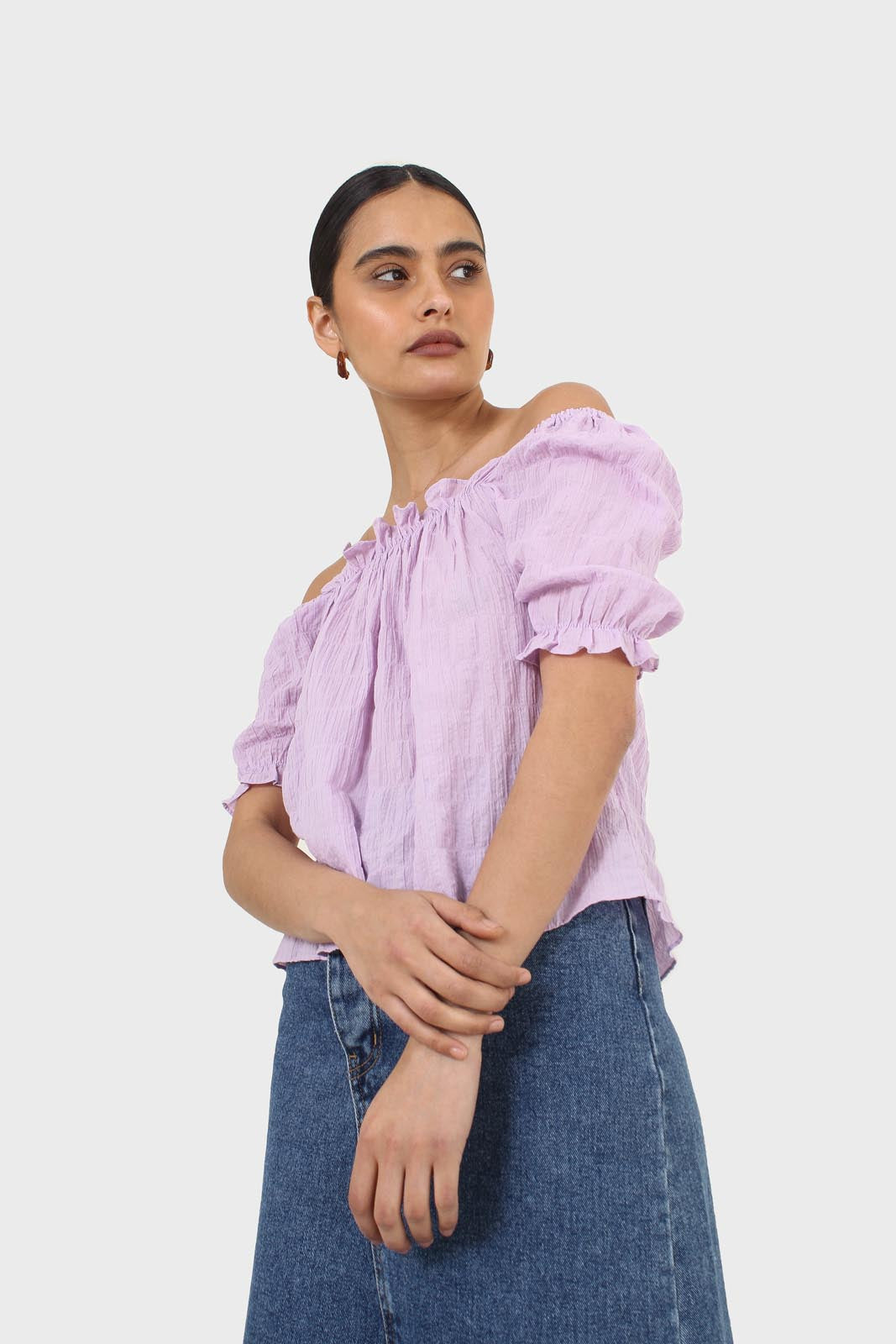 Lilac textured off the shoulder top_6
