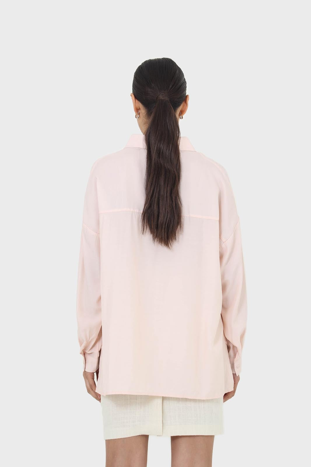 Pink asymmetric buttons shirt_3