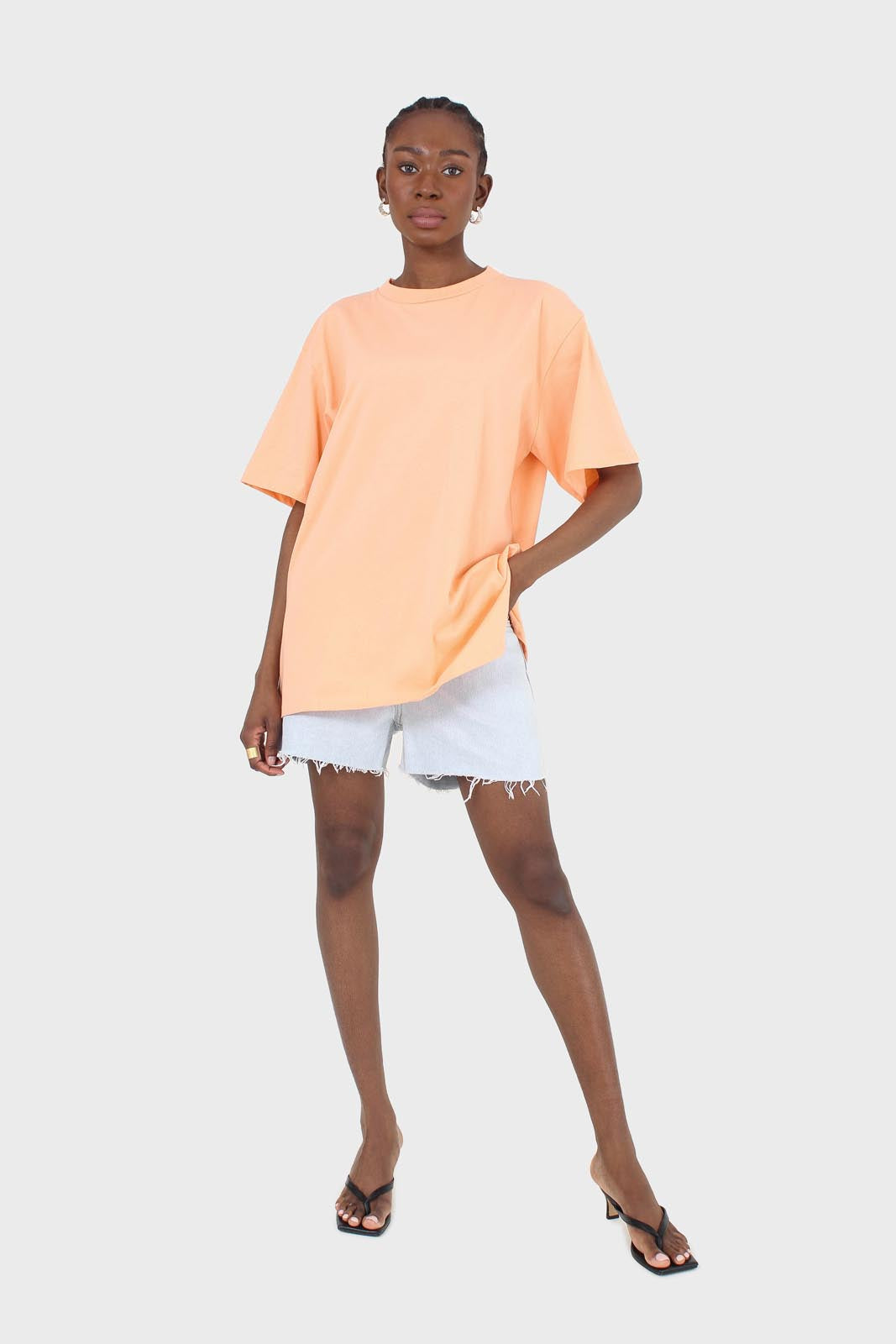 Orange crew neck short sleeve tee_4