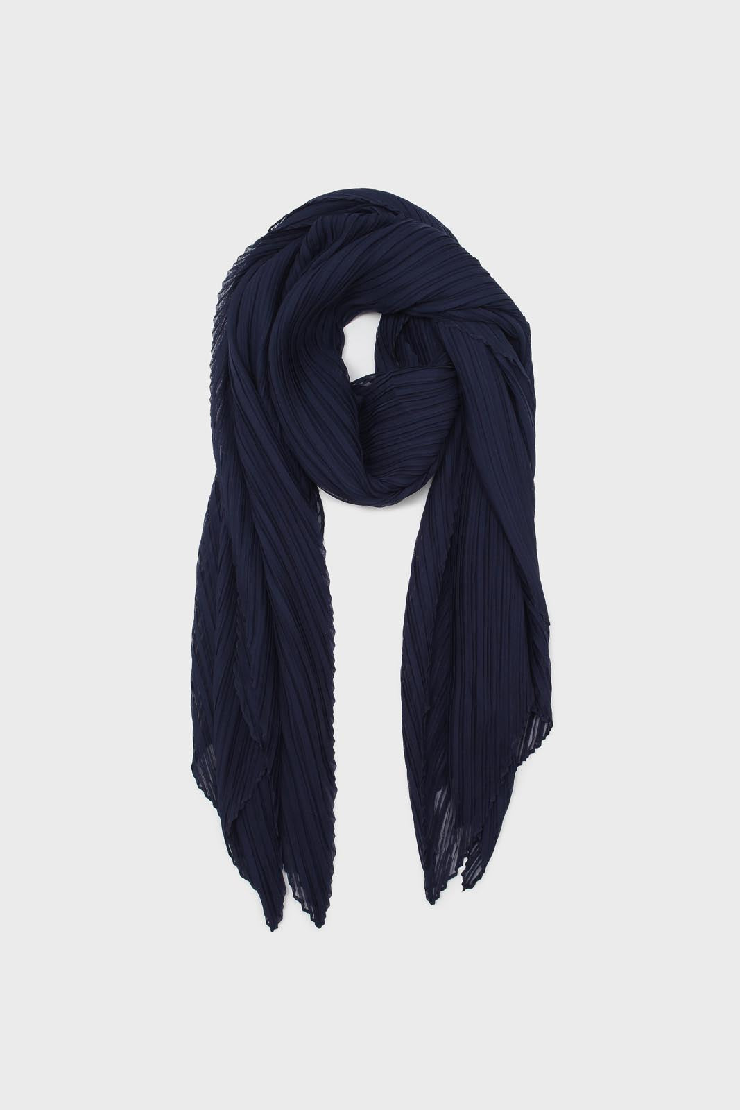 Navy micro pleat scarf_1