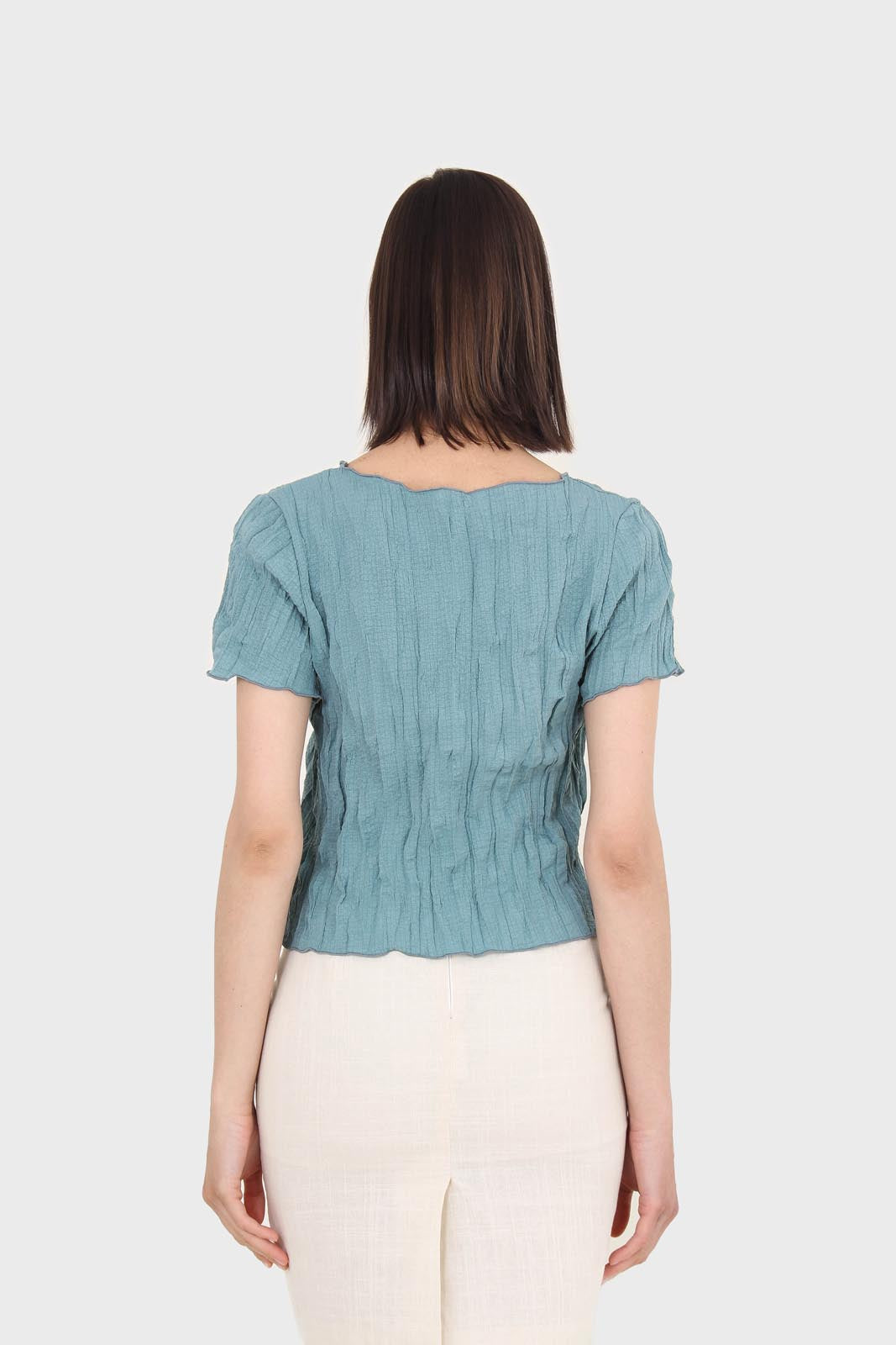Teal wrinkled short sleeved tee_2