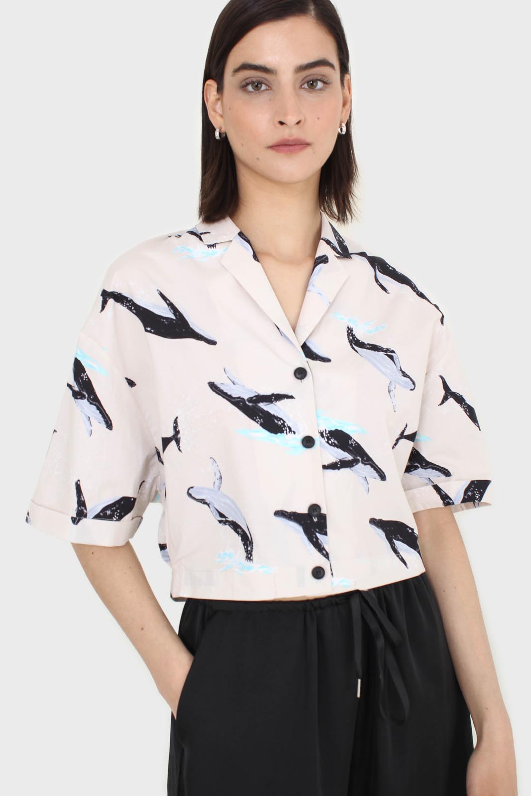 Beige whale print shirt_8