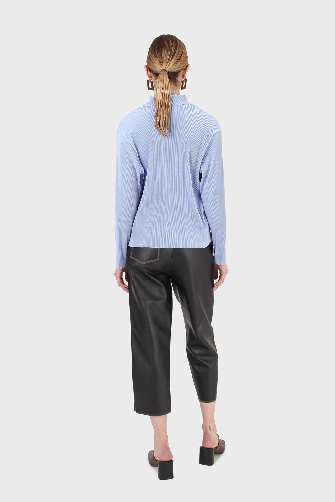 Sky blue micro pleated long sleeved shirt_11