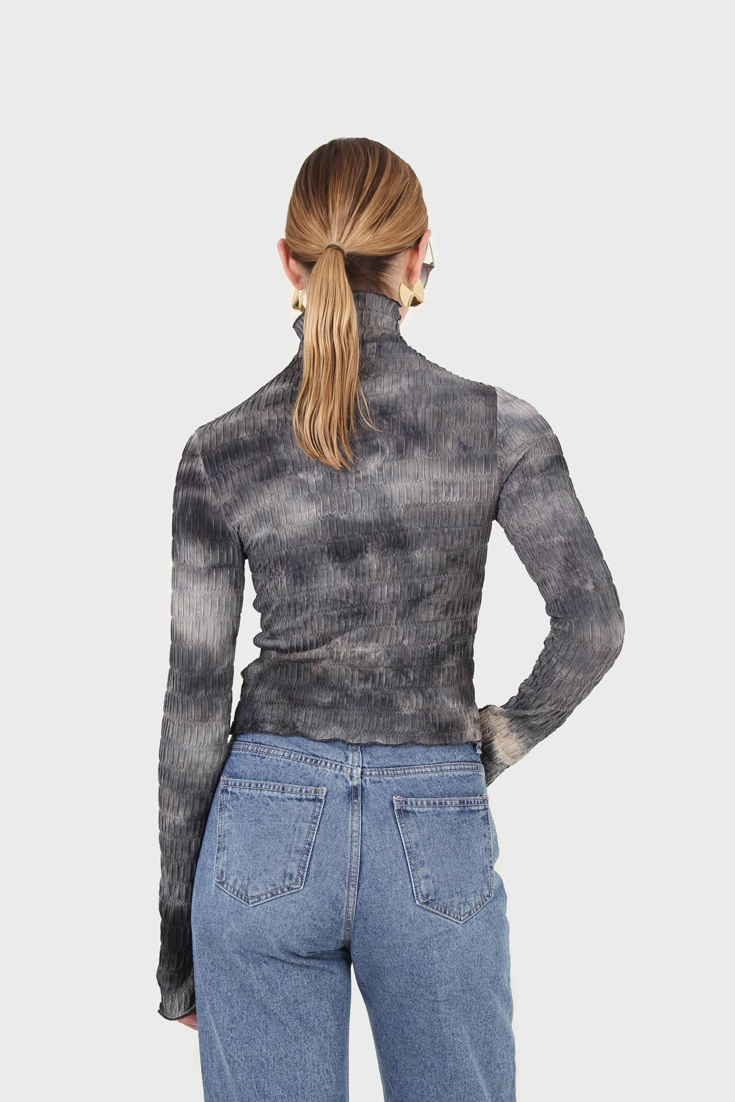 Black and ivory tie dye top_2