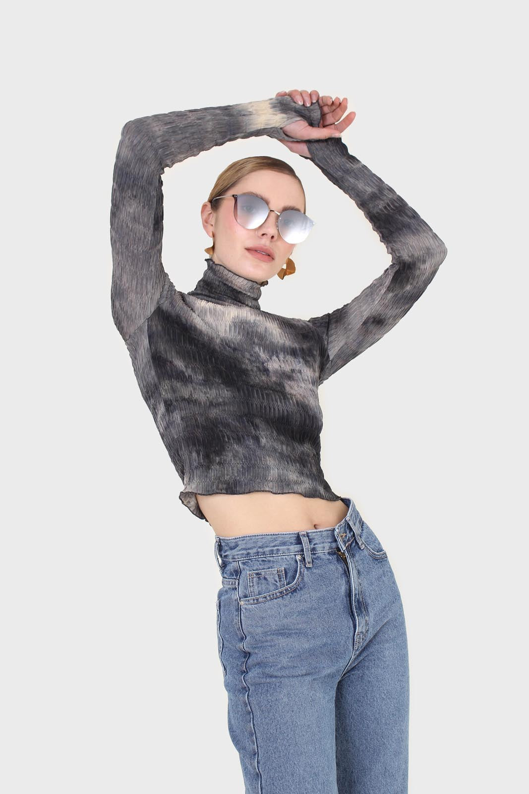 Black and ivory tie dye top_8