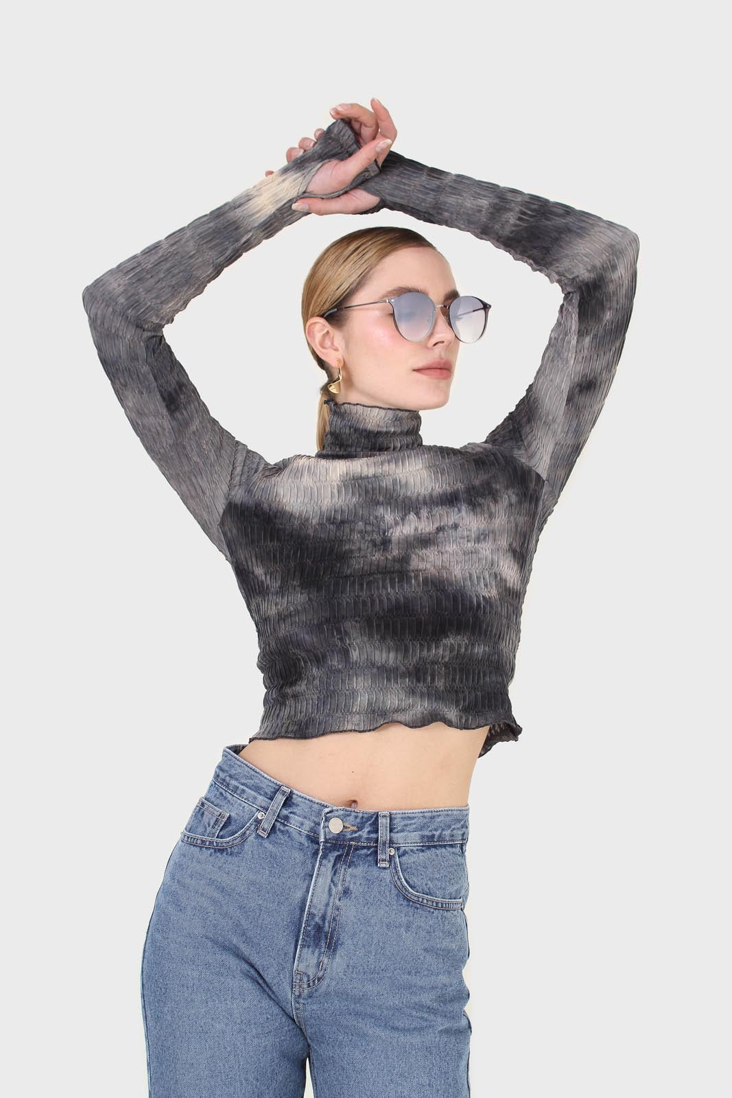 Black and ivory tie dye top_9