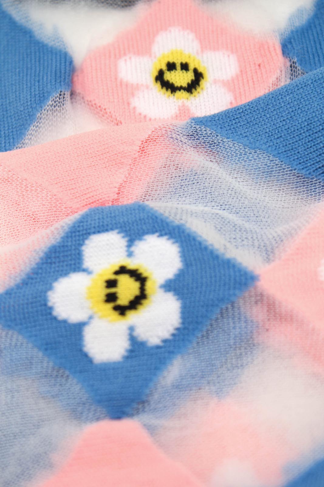 Black and white diamond smiley daisy sheer socks_2