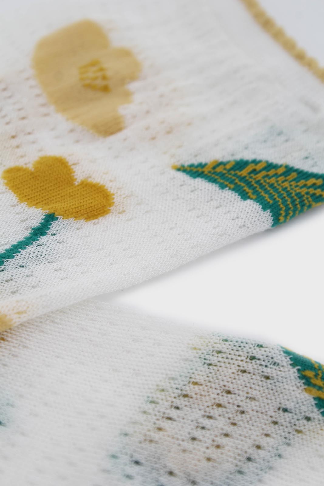 Yellow floral bamboo cotton blend socks_2