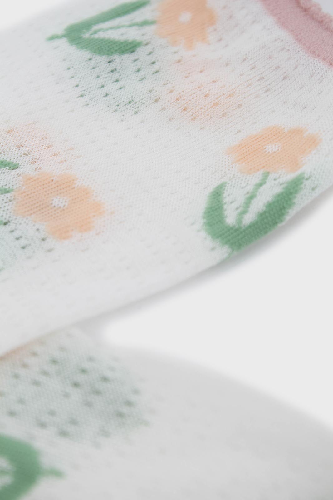 Pink floral bamboo cotton blend socks_2