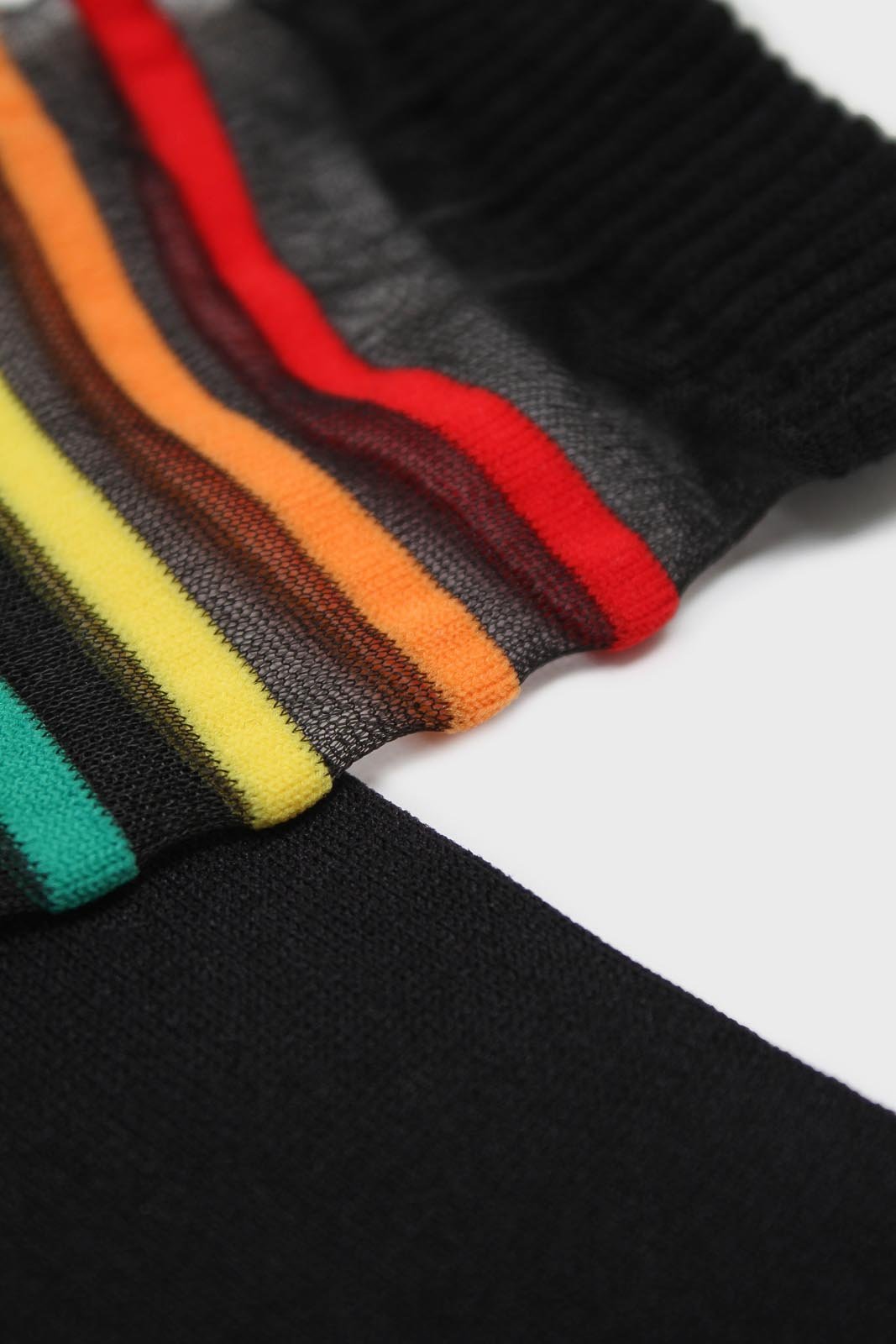 Black rainbow ankle striped sheer socks_2