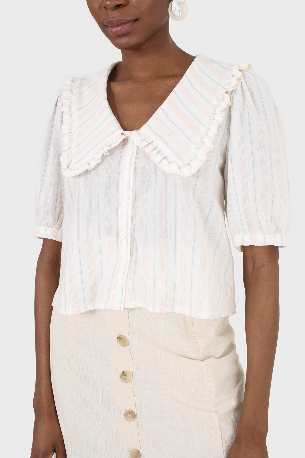 Ivory striped oversized collar blouse_6