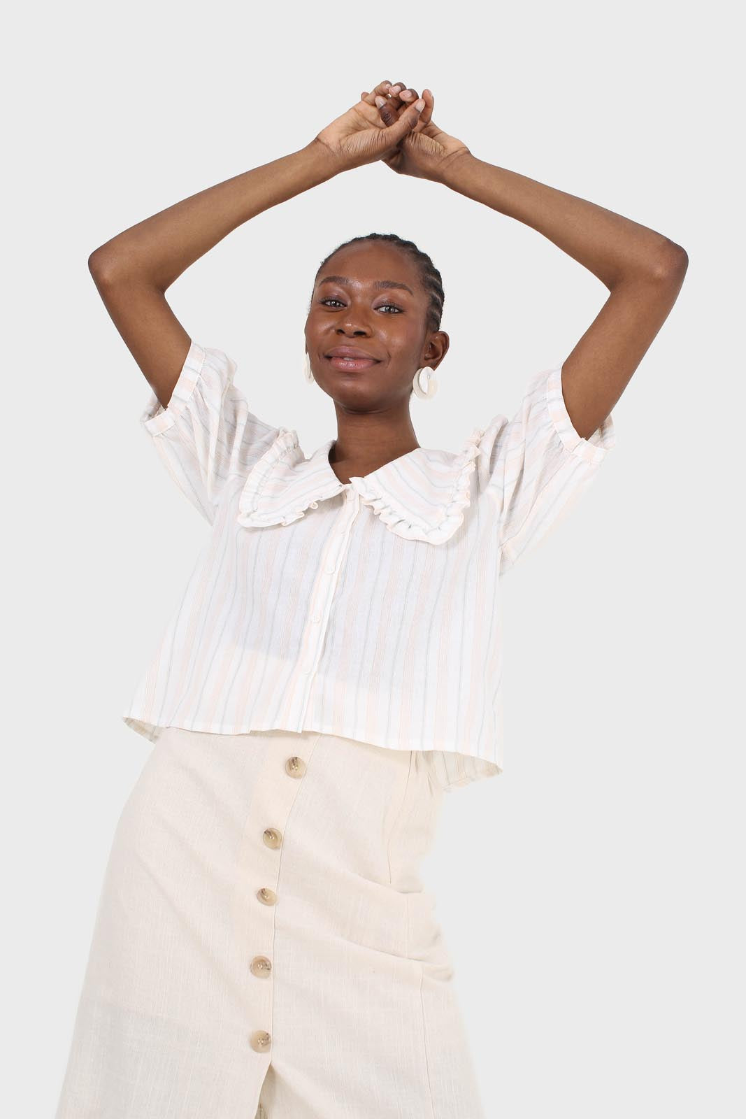 Ivory striped oversized collar blouse_7