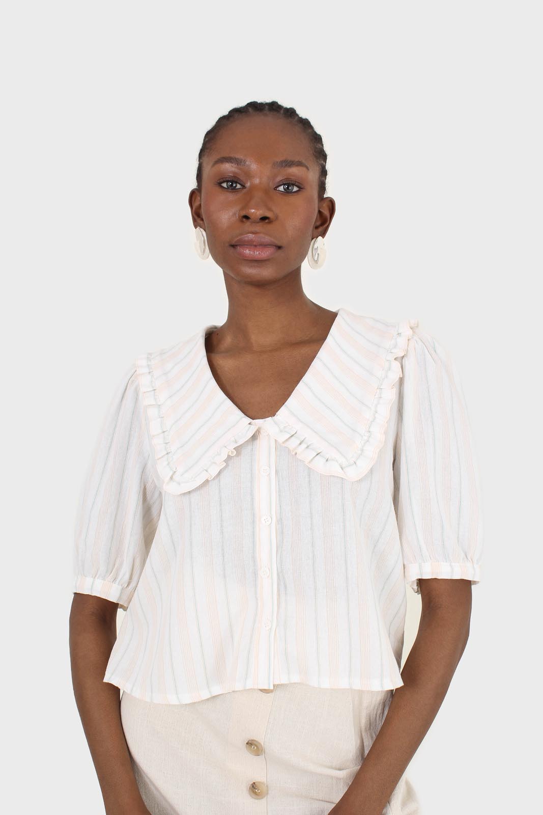 Ivory striped oversized collar blouse_1