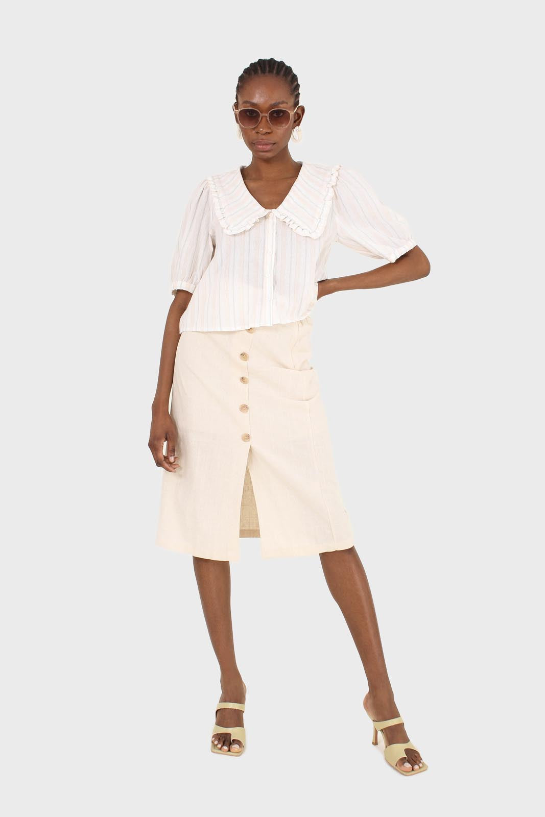 Ivory striped oversized collar blouse_3