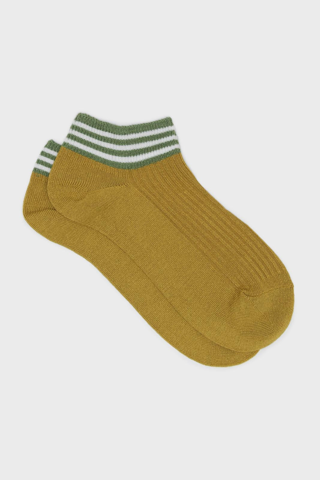 Mustard and sage striped ankle socks_1
