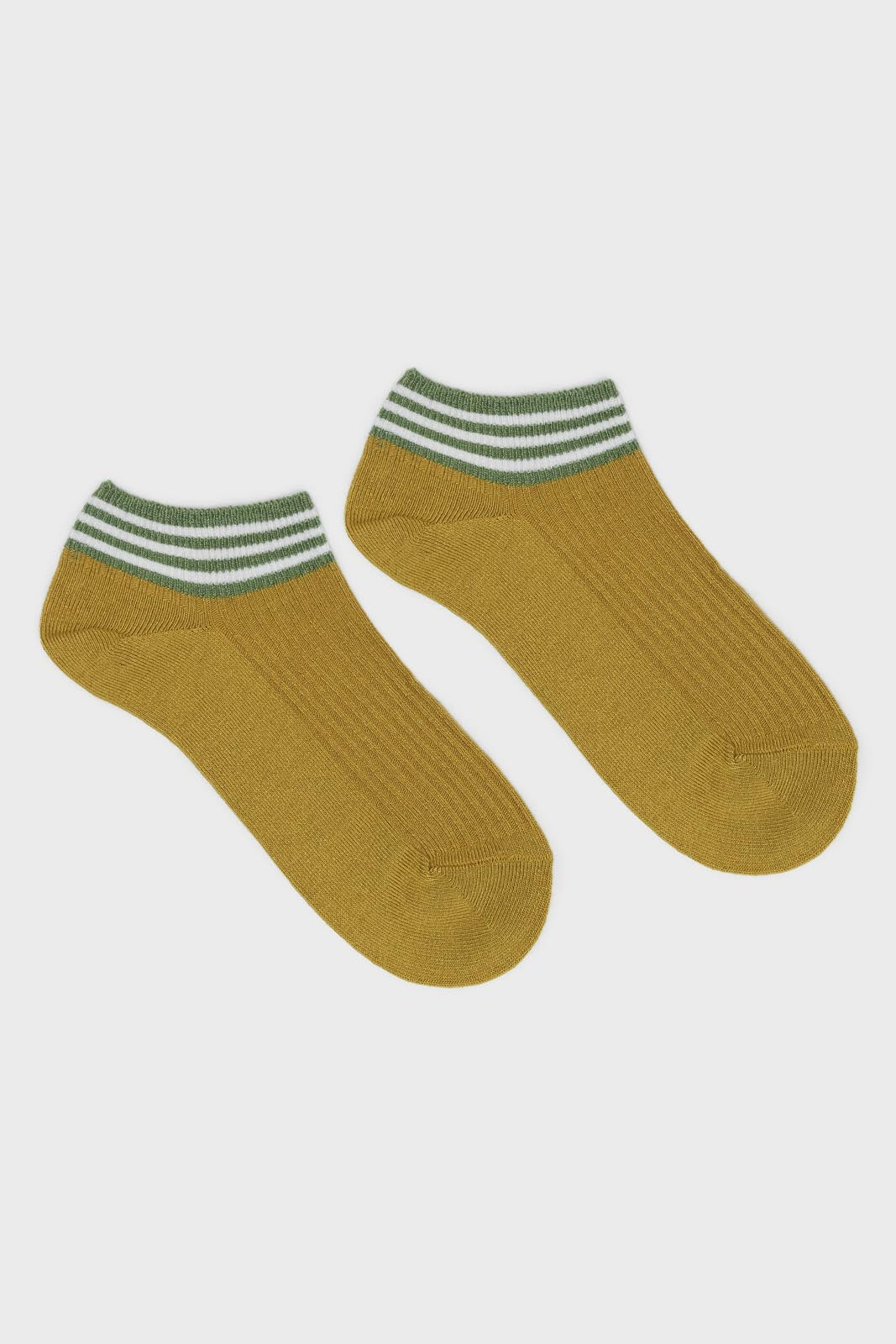 Mustard and sage striped ankle socks_3