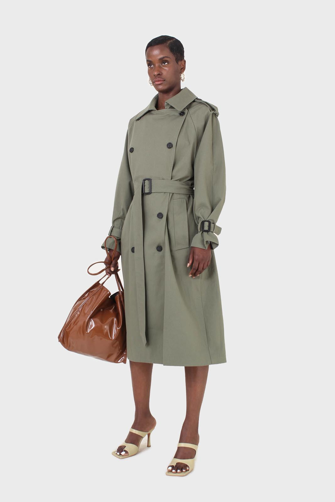 Deep camel high shine PVC tote bag_4