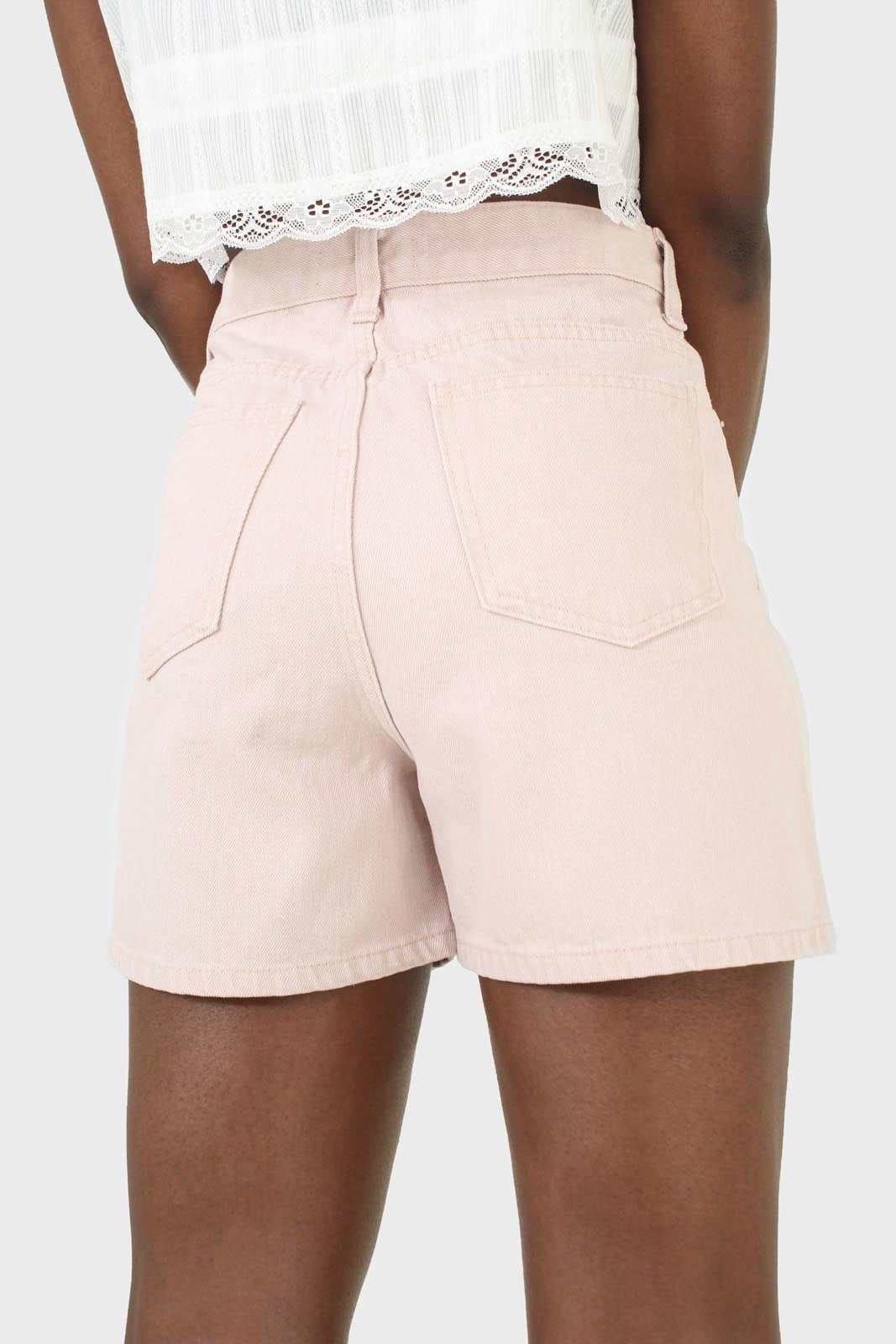 Pale pink denim shorts_4
