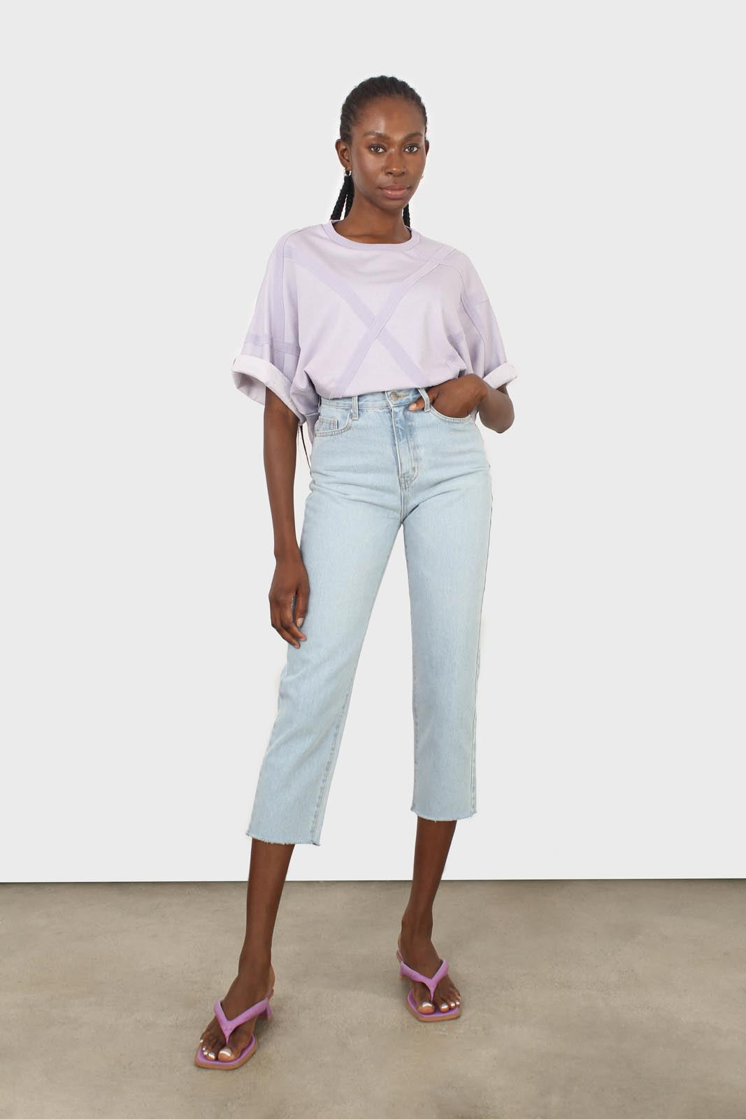 Lilac taped front short sleeved tee_2