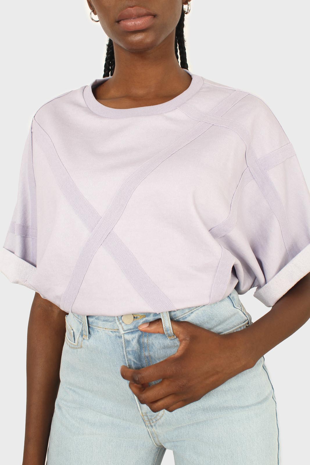 Lilac taped front short sleeved tee_5