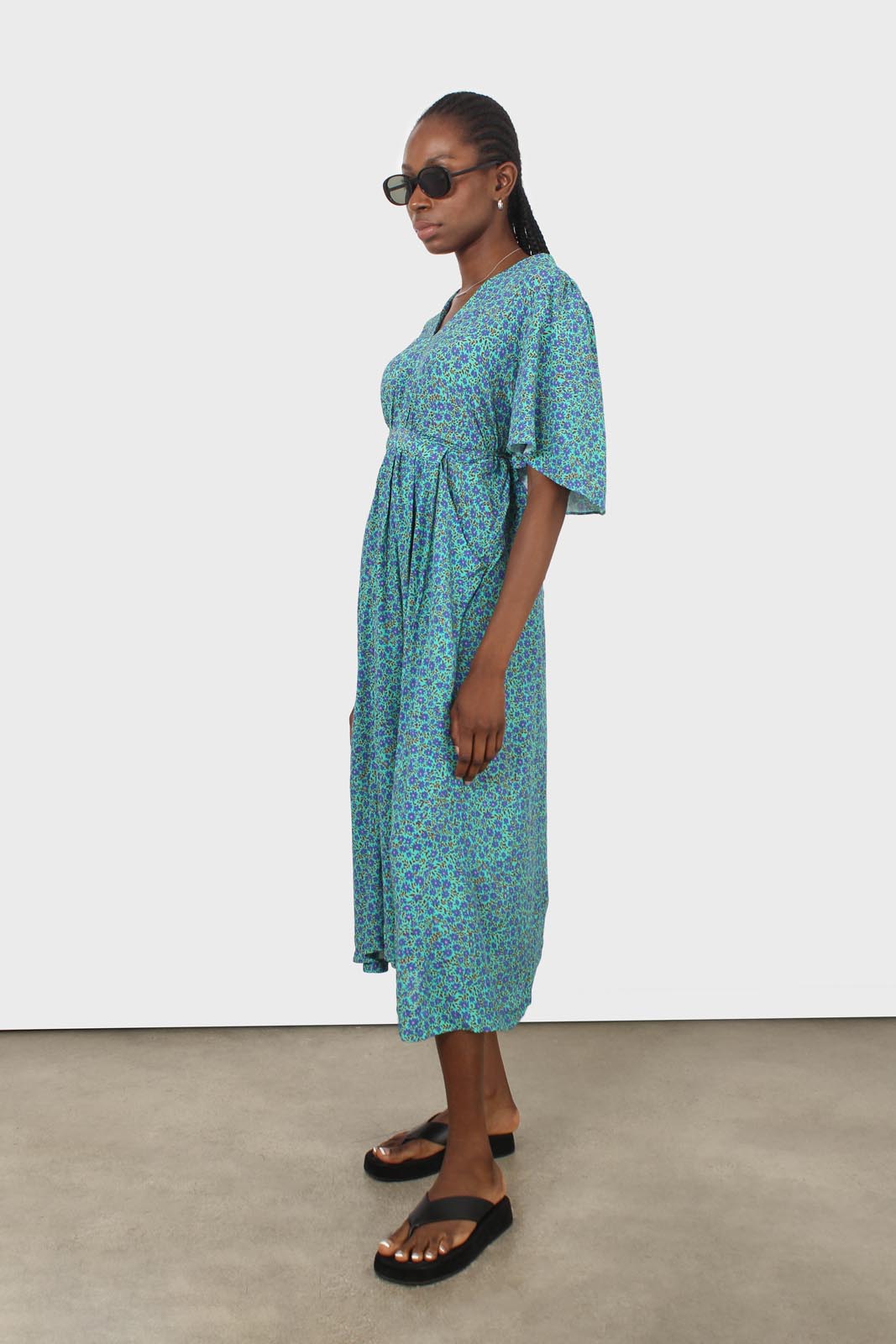 Blue floral print tie back maxi dress_3