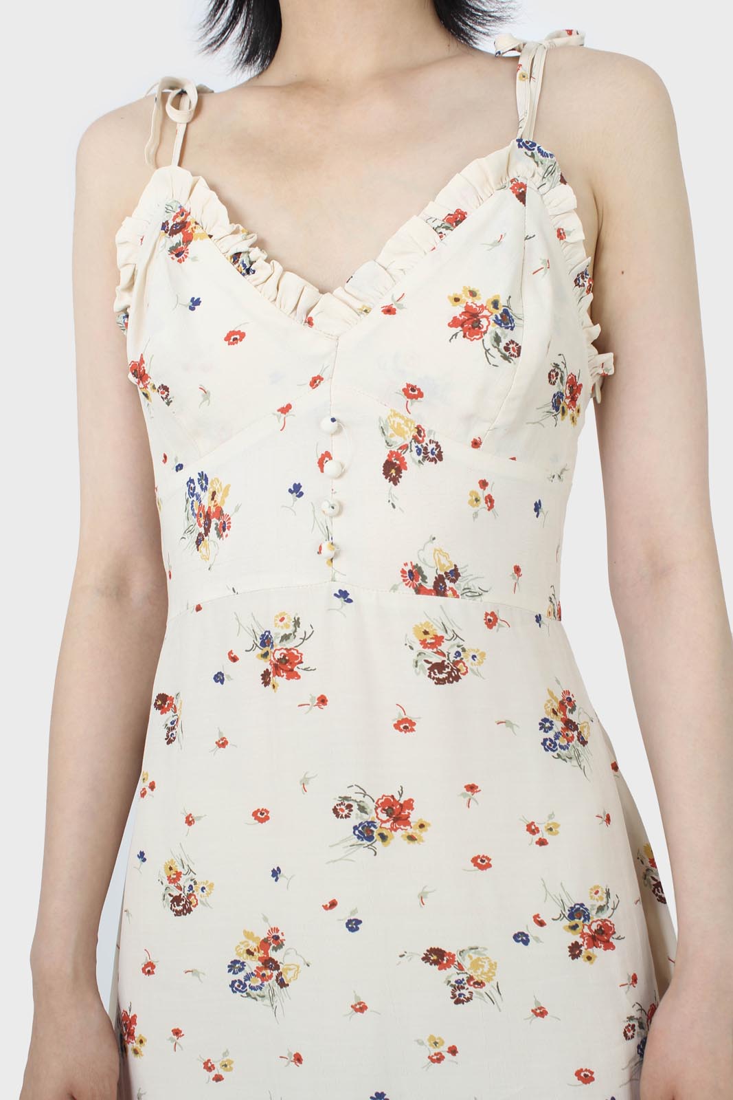 Ivory floral tie strap mini dress_5