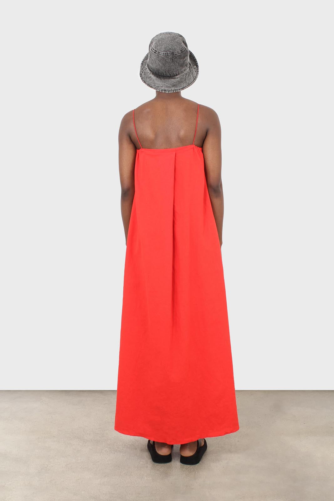 Bright red thin strap maxi dress_4