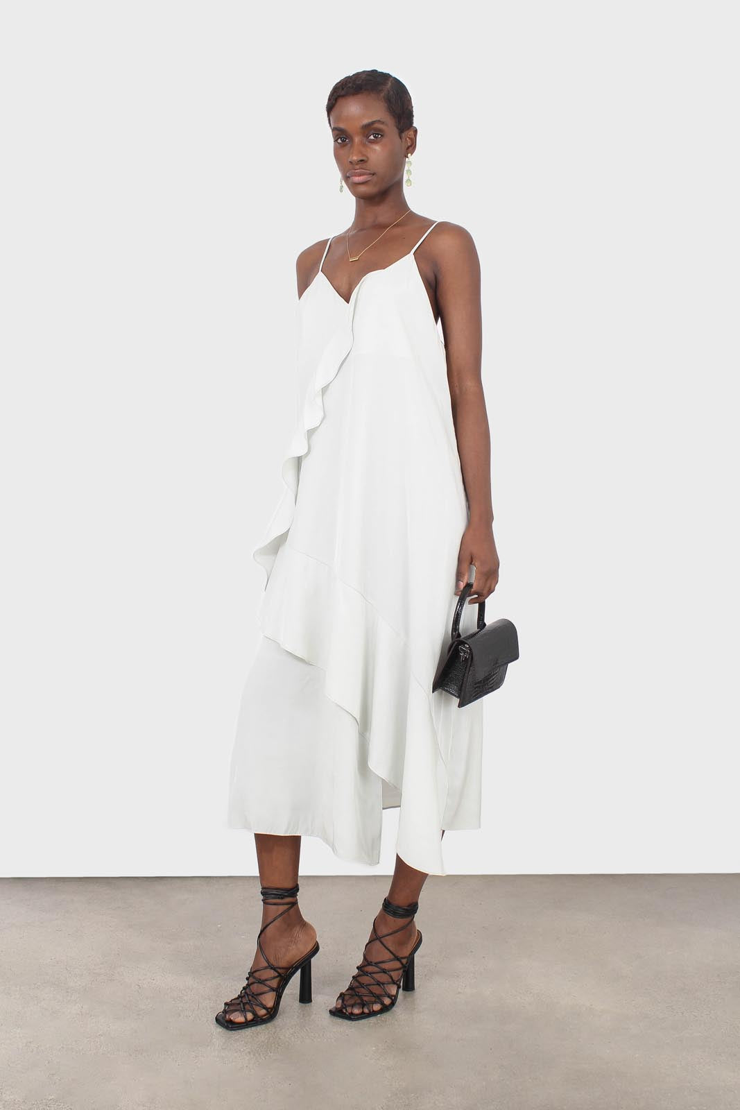 Mint thin strap asymmetric ruffle midi slip dress_1