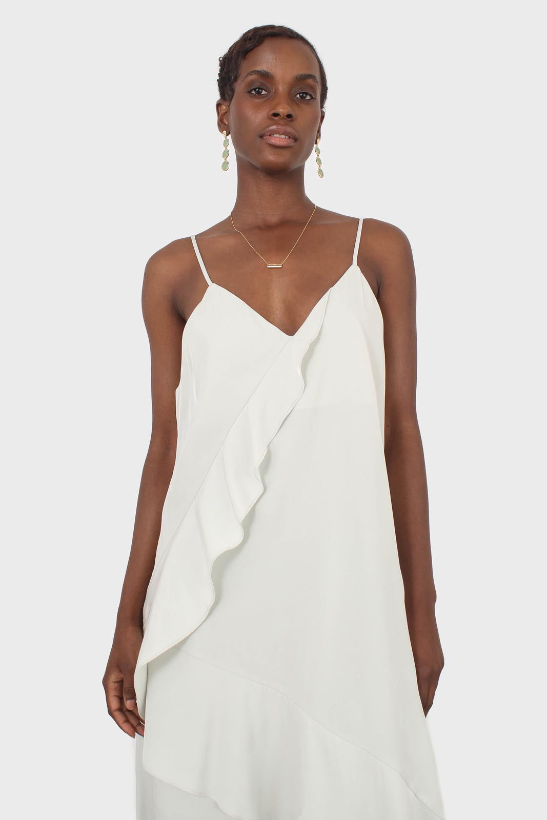 Mint thin strap asymmetric ruffle midi slip dress_5
