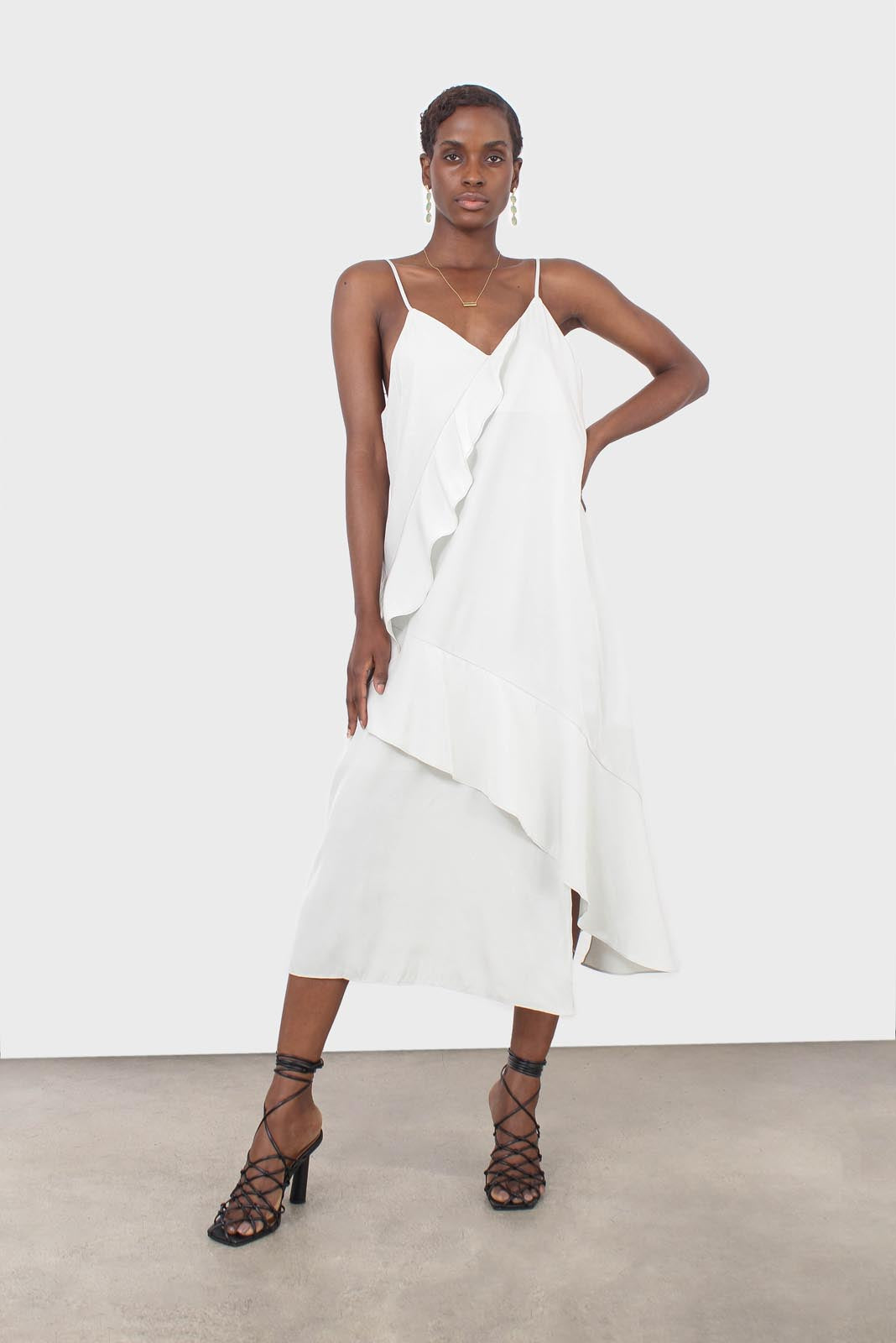 Mint thin strap asymmetric ruffle midi slip dress_6