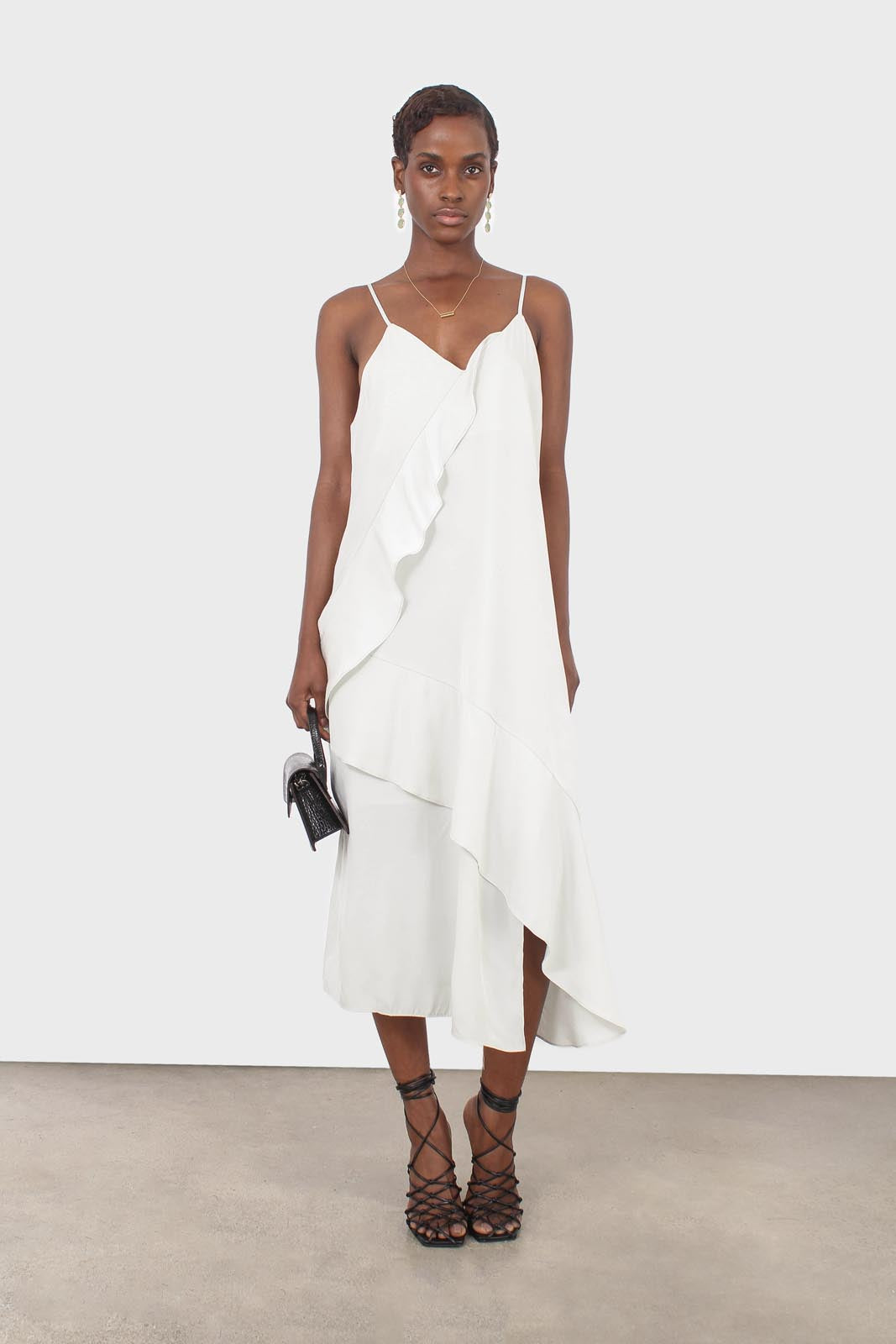 Mint thin strap asymmetric ruffle midi slip dress_8