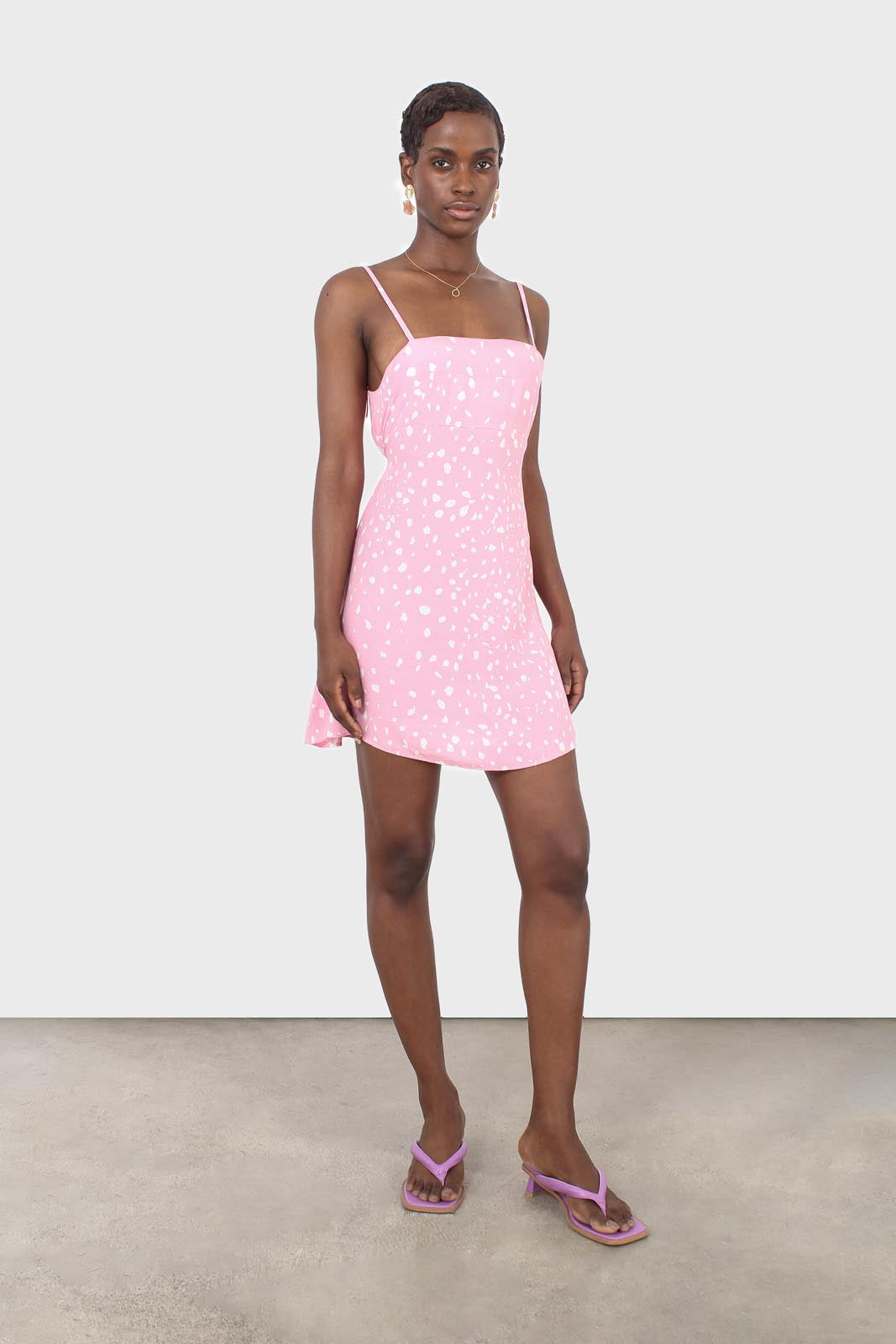 Pink and ivory animal print mini dress_1