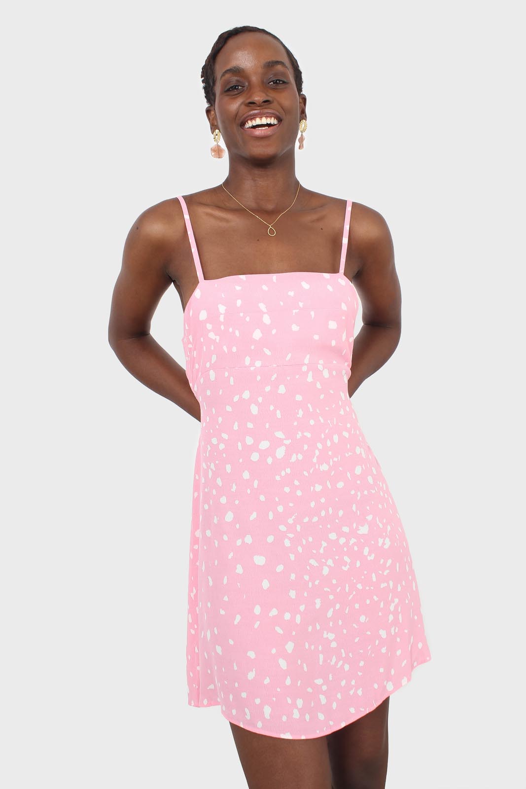 Pink and ivory animal print mini dress_6