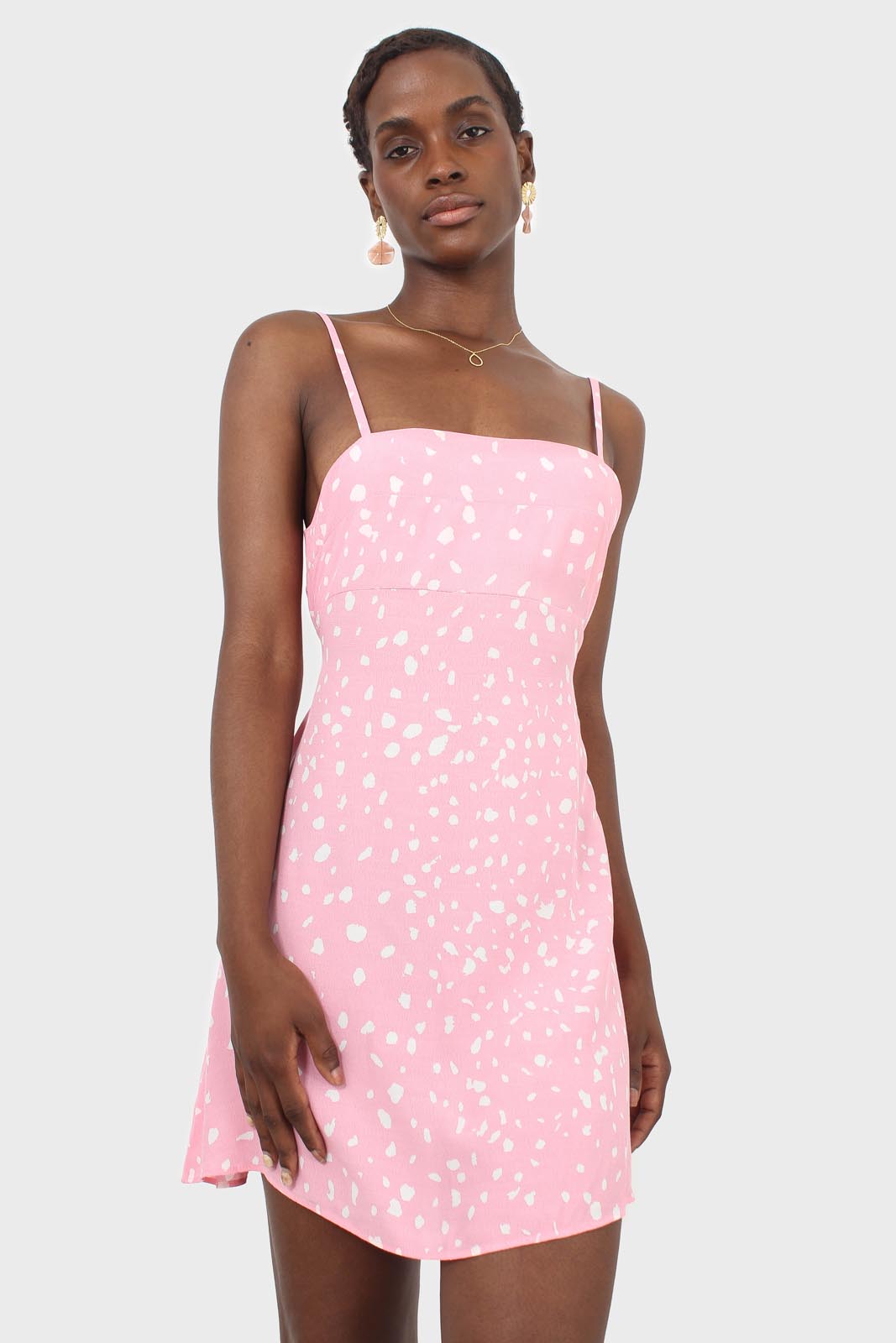 Pink and ivory animal print mini dress_4