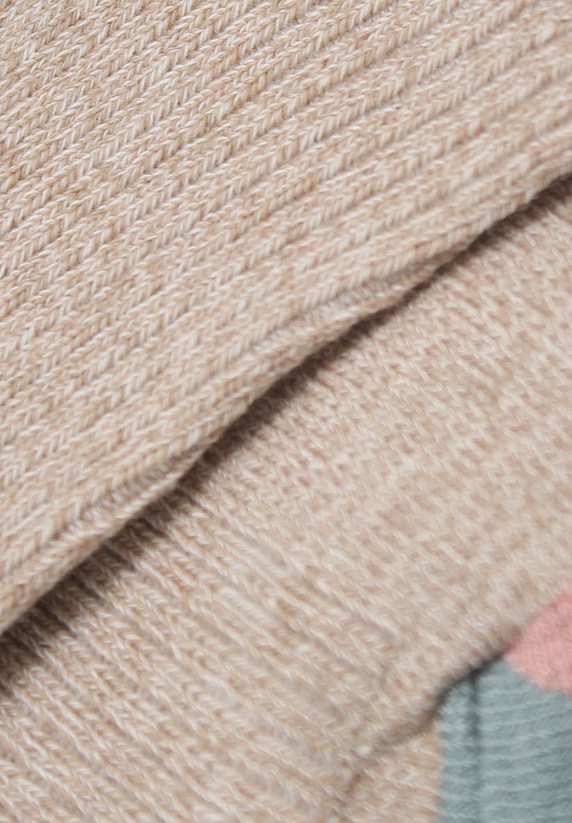 Beige flecked color block ankle socks_2