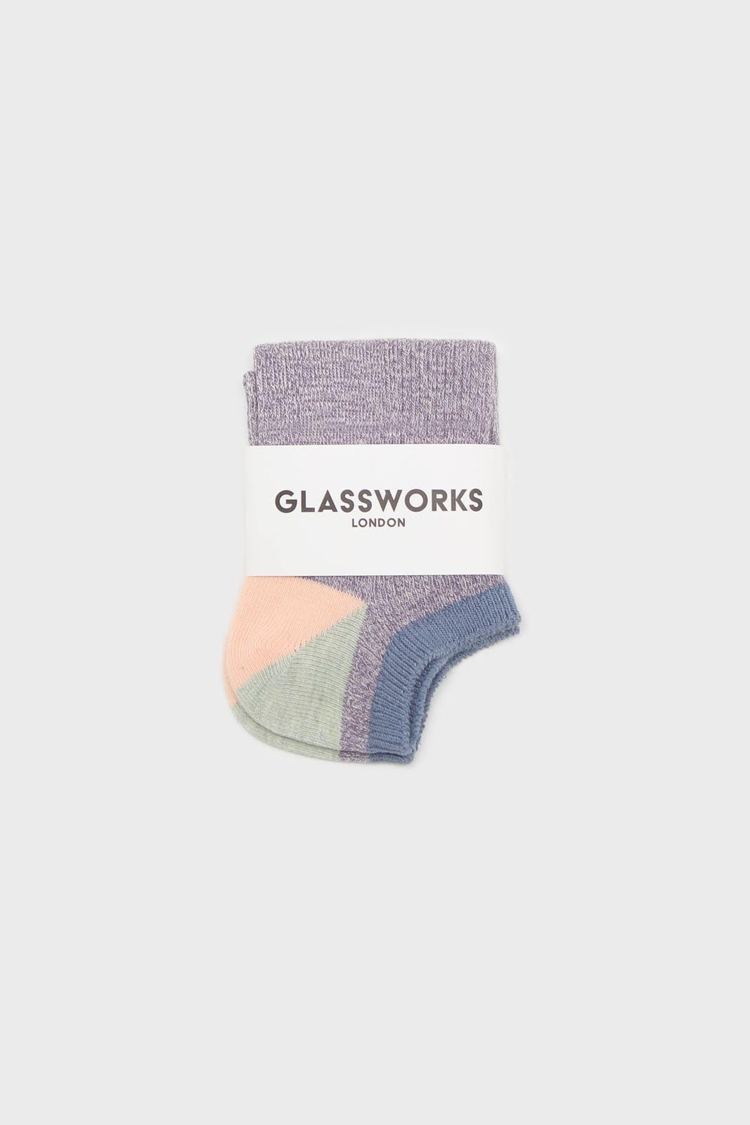 Purple flecked color block ankle socks_4