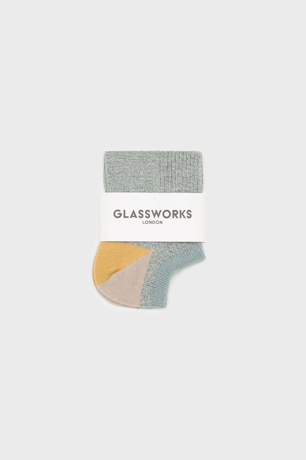 Green flecked color block ankle socks_4