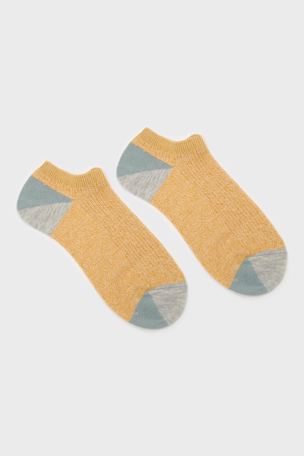 Mustard flecked color block ankle socks_3