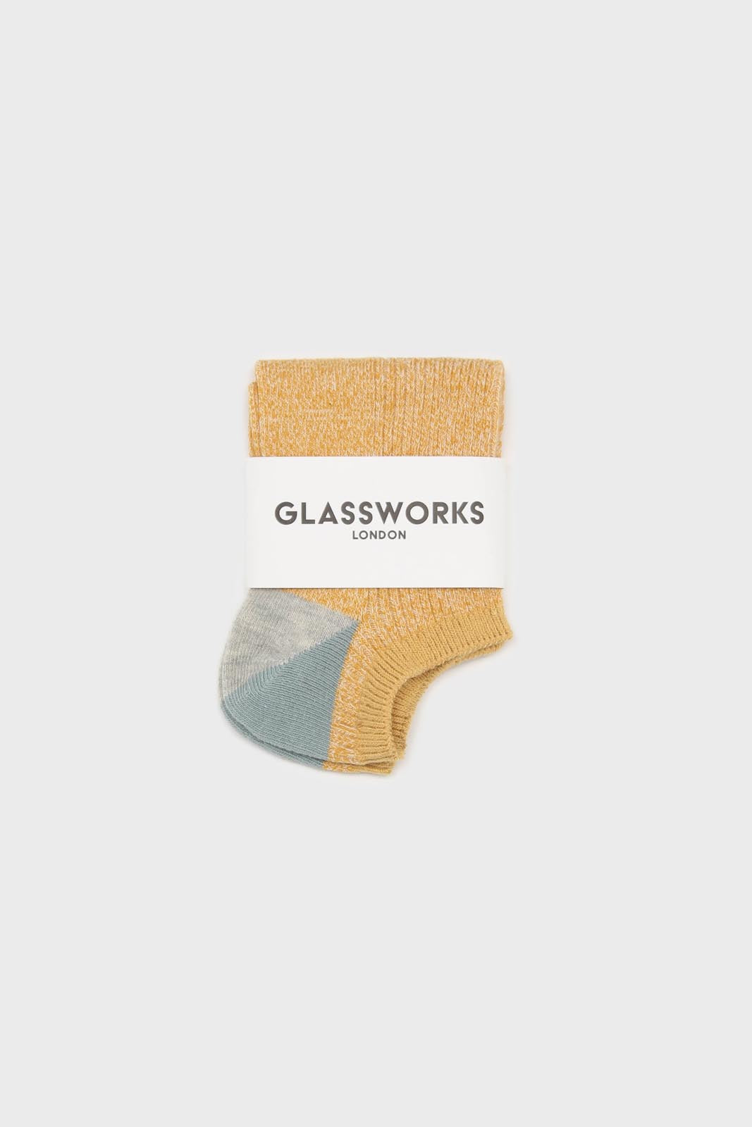 Mustard flecked color block ankle socks_4