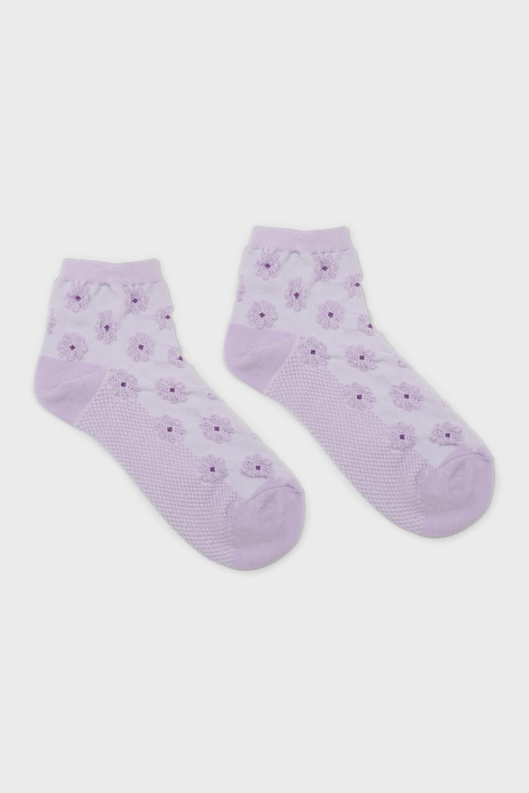 Lilac floral tuft ankle socks_3