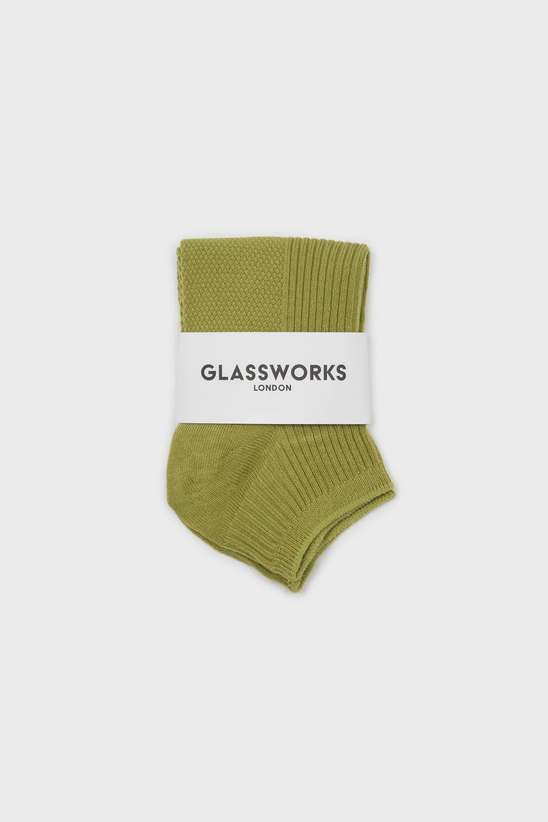 Olive texture ribbed ankle socks_4