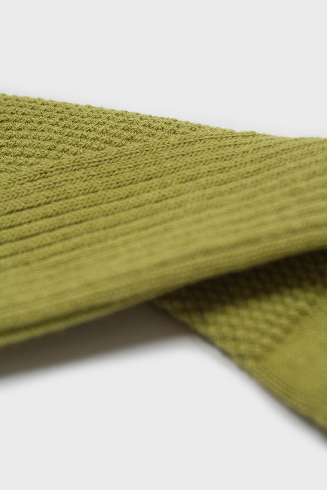 Olive texture ribbed ankle socks_2