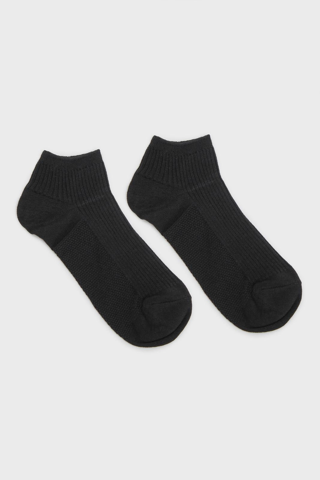 Black texture ribbed ankle socks_3