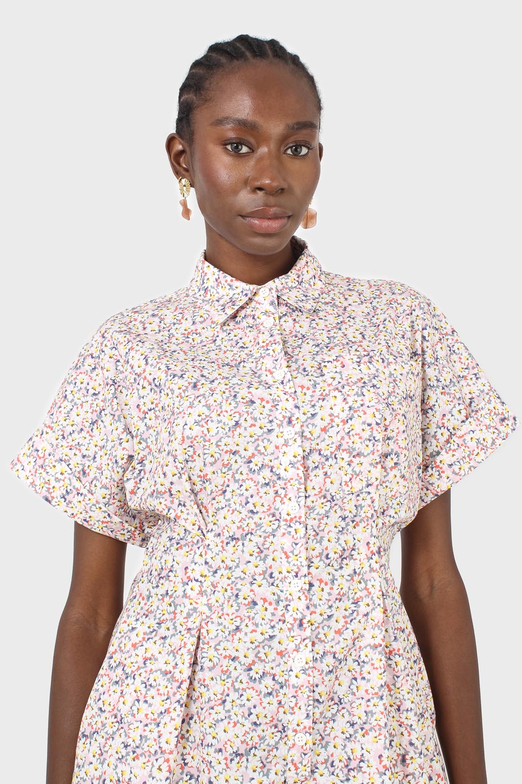 Pink and yellow ditsy floral romper_12