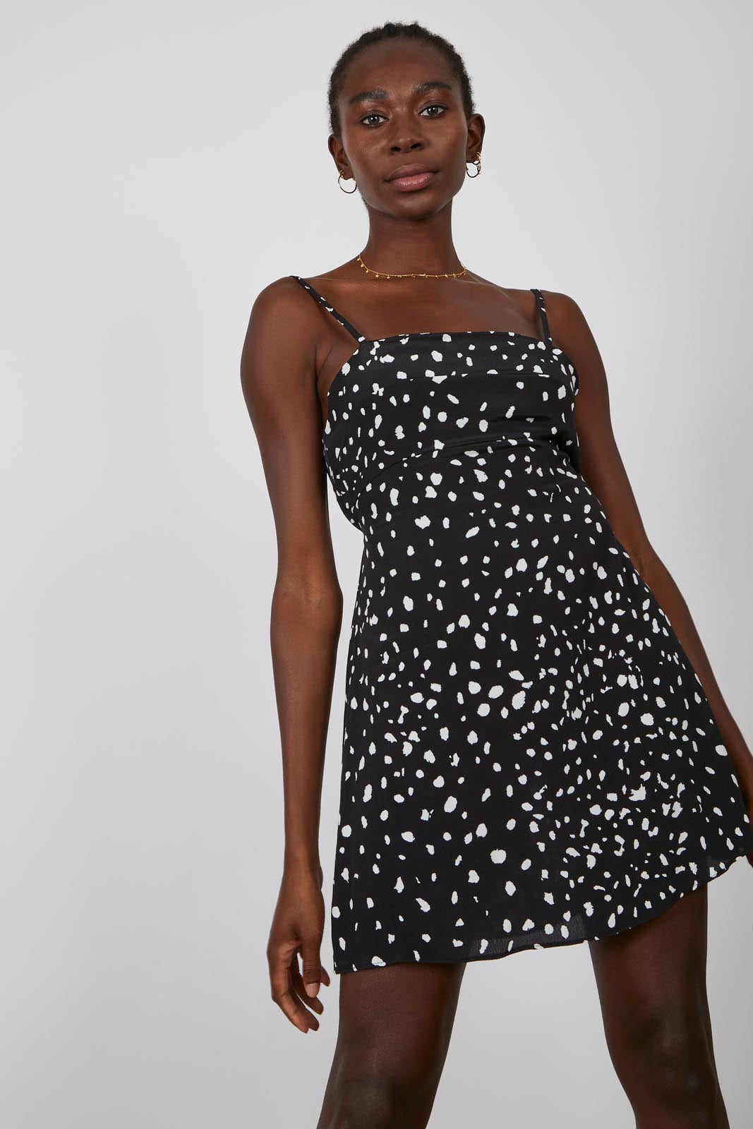 Black and ivory animal print mini dress_4