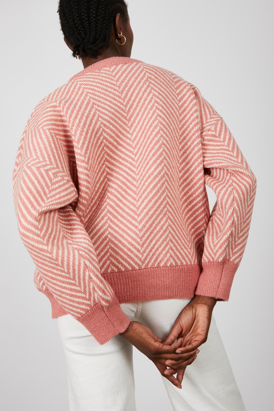 Pink and ivory herringbone jumper_3
