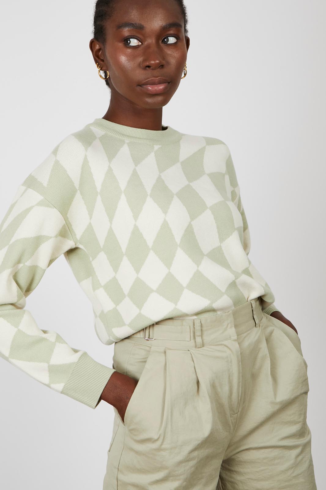 Sage and ivory psychedelic intarsia jumper_1