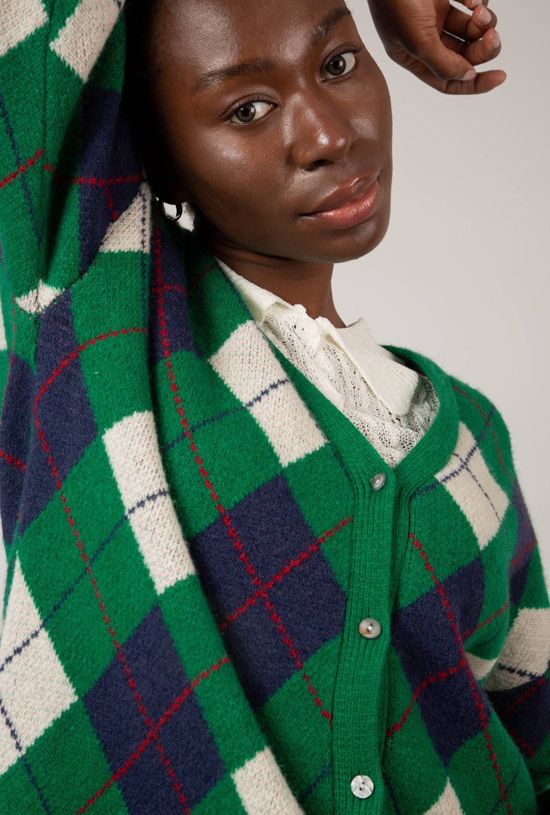 Green and navy argyle intarsia cardigan_11